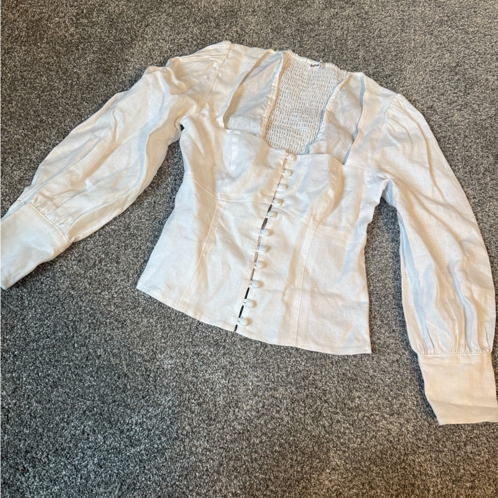 Reformation White Micah Blouse Size 4 - Picture 5 of 9